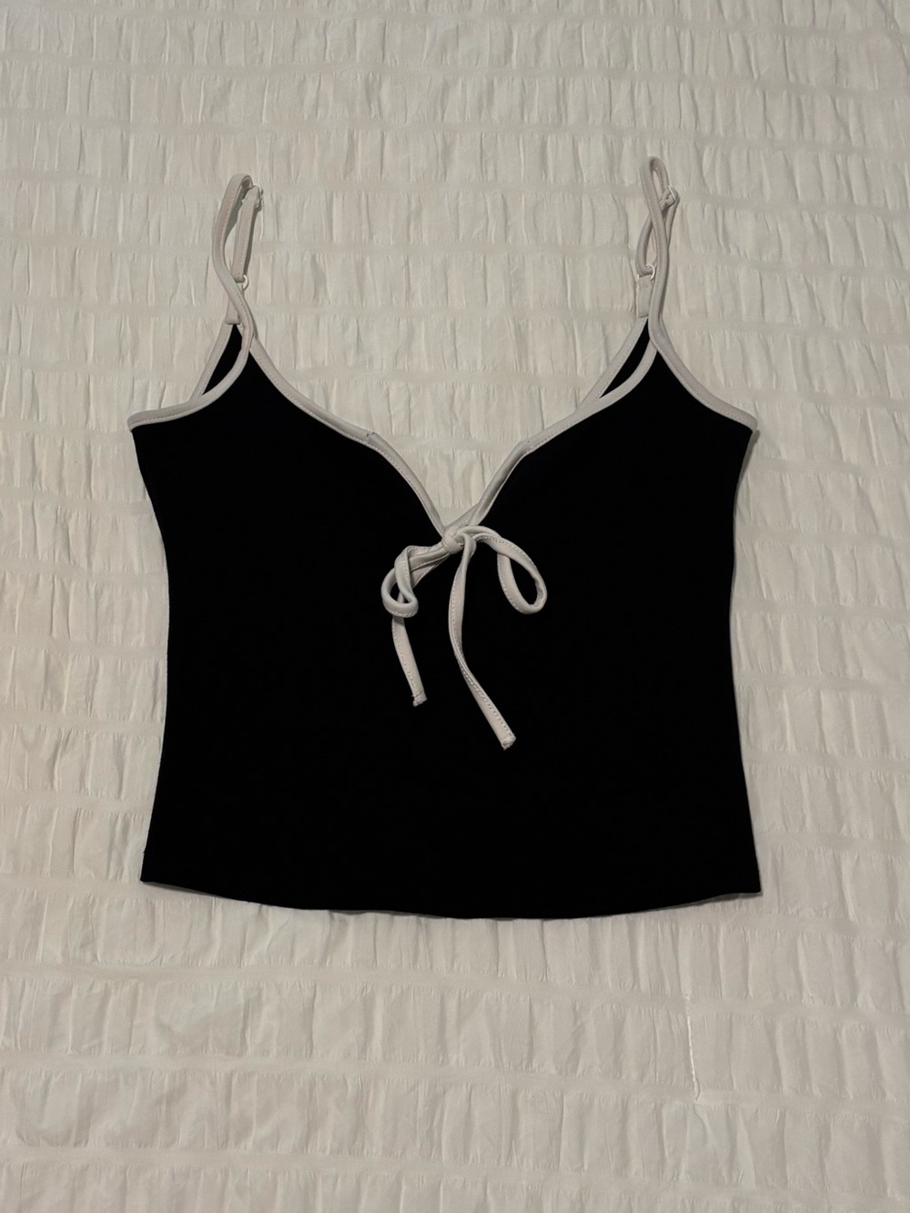 Black n White Front Tie Cami